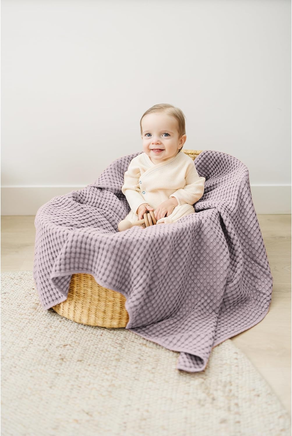 Konssy Waffle Baby Blankets, Nursery Blankets for Boys Girls, Swaddle Blankets Neutral Soft Lightweight Toddler and Kids Throw Blankets(Blush Pink)