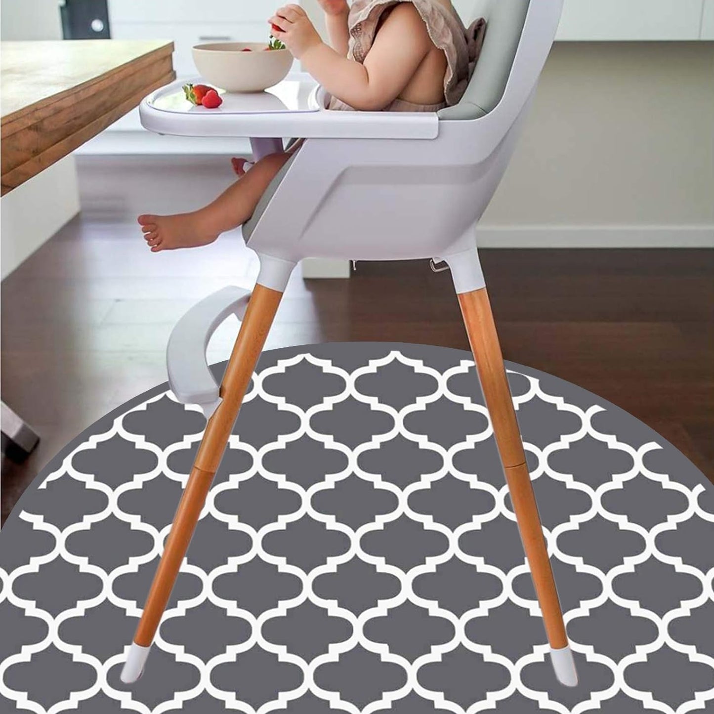 Splat Mat for Under High Chair/Arts/Crafts by CLCROBD, 51" Baby Anti-Slip Food Splash and Spill Mat for Eating Mess, Waterproof Floor Protector and Table Cloth (Lattice)