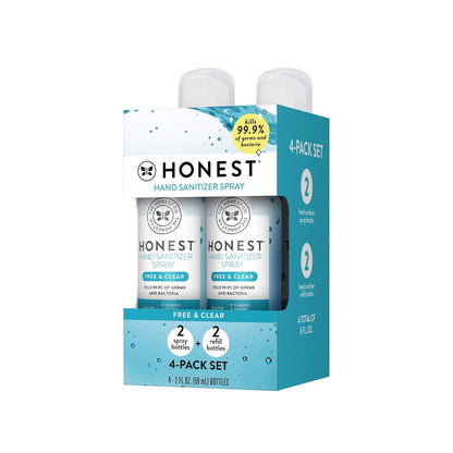 The Honest Company Plant-Based Hand Sanitizer Spray | Kills 99.9% of Germs | Hypoallergenic, Quick-drying + Moisturizing | Coastal Surf, 2 fl oz