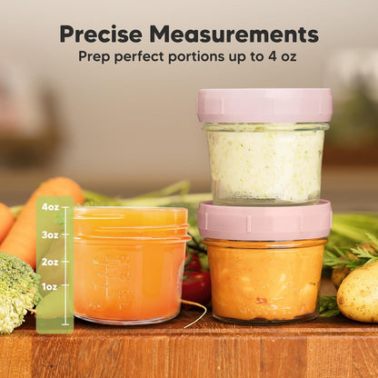 KeaBabies 12-Pack Glass Baby Food Containers- 4 oz Leak-Proof, Microwavable Baby Food Storage Containers, Baby Food Freezer Tray,Puree Glass Baby Food Jars,Baby Bullet Jars with Lids (Musk Dusk)