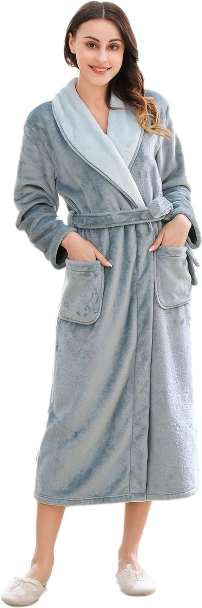 Richie House Women's Plush Soft Warm Fleece Bathrobe Robe RH1591