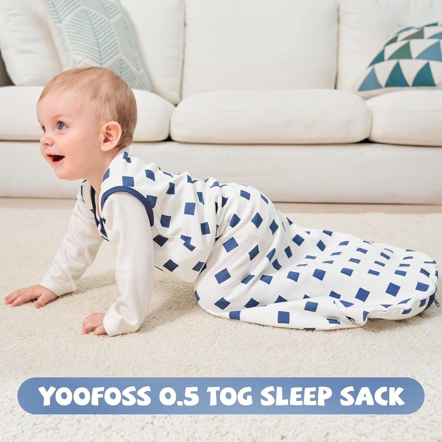 Yoofoss Baby Sleep Sack 0-6 Months Wearable Blanket for Babies 100% Cotton 2-Way Zipper TOG 0.5 Toddler Sleeping Sack 3 Pack, Comfy Lightweight Sleep Sacks