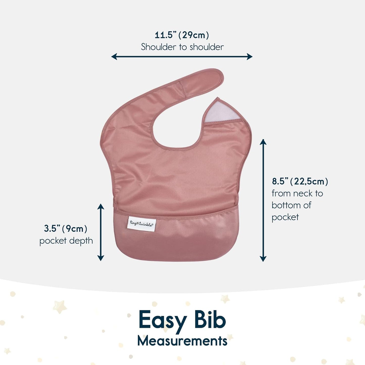 Tiny Twinkle Mess-Proof Baby Bib - Waterproof Bib for Baby Boy or Girl - PFAS, PVC, BPA, Phthalate Free - Baby Food Bibs