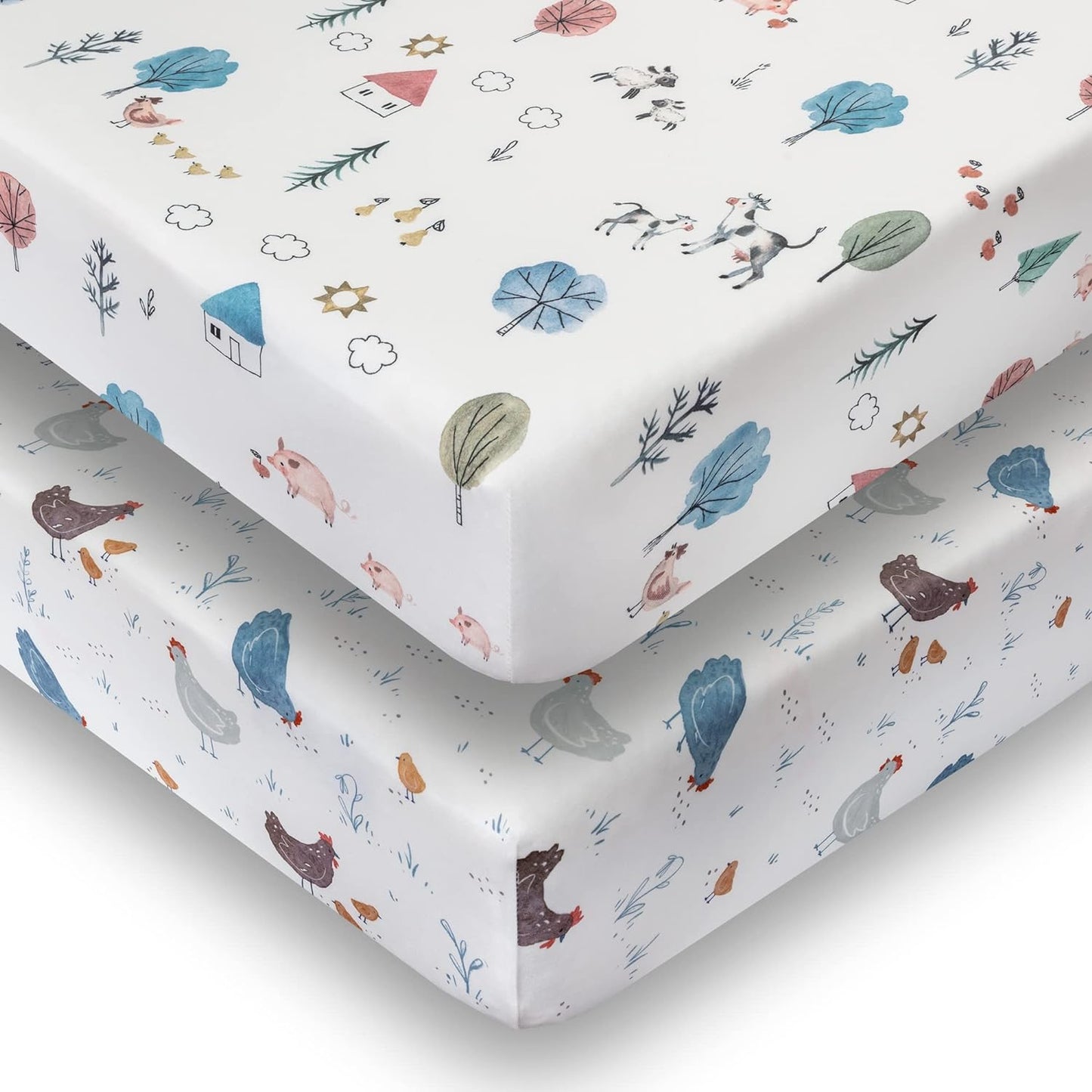 Sorrel + Fern Changing Pad Cover 2-Pack (Watercolor Airplanes and Clouds) - Premium Fitted Sheets - Buttery Soft Cotton Blend