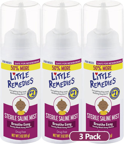 Little Remedies Sterile Saline Nasal Mist, Safe for Newborns, 3 oz