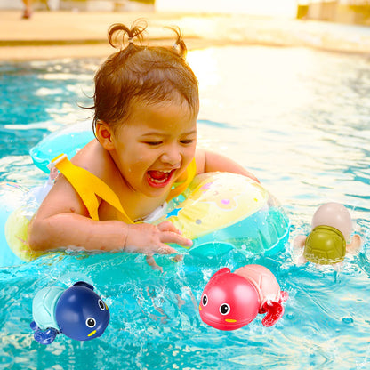 Bath Toys, 3 Pack Cute Swimming Turtle Bath Toys for Toddlers 1-3, Floating Wind Up Toys for 1 Year Old Boy Girl, New Born Baby Bathtub Water Toys, Preschool Toddler Pool Toys