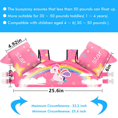 Chriffer Kids Swim Vest Life Jacket for 22-66 Pounds Boys and Girls, Toddler Floaties with Shoulder Harness Arm Wings for 2 3 4 5 6 7 Years Old Baby Children Sea Beach Pool