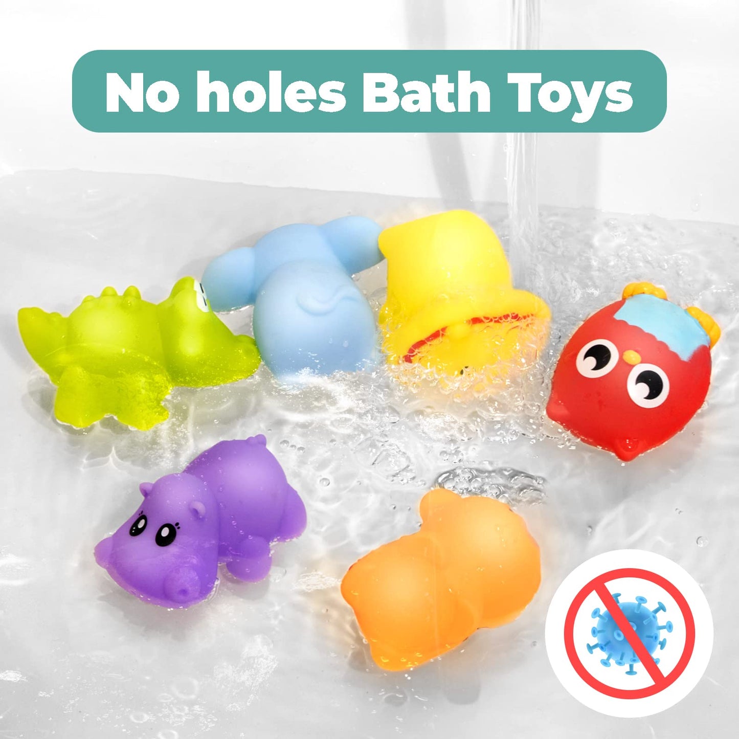 Hely Cancy Mold Free Infant Bath Toys for 18 Months - No Hole Animal Bathtub Toys, Baby Bath Tub Toys No Mold (Ocean)