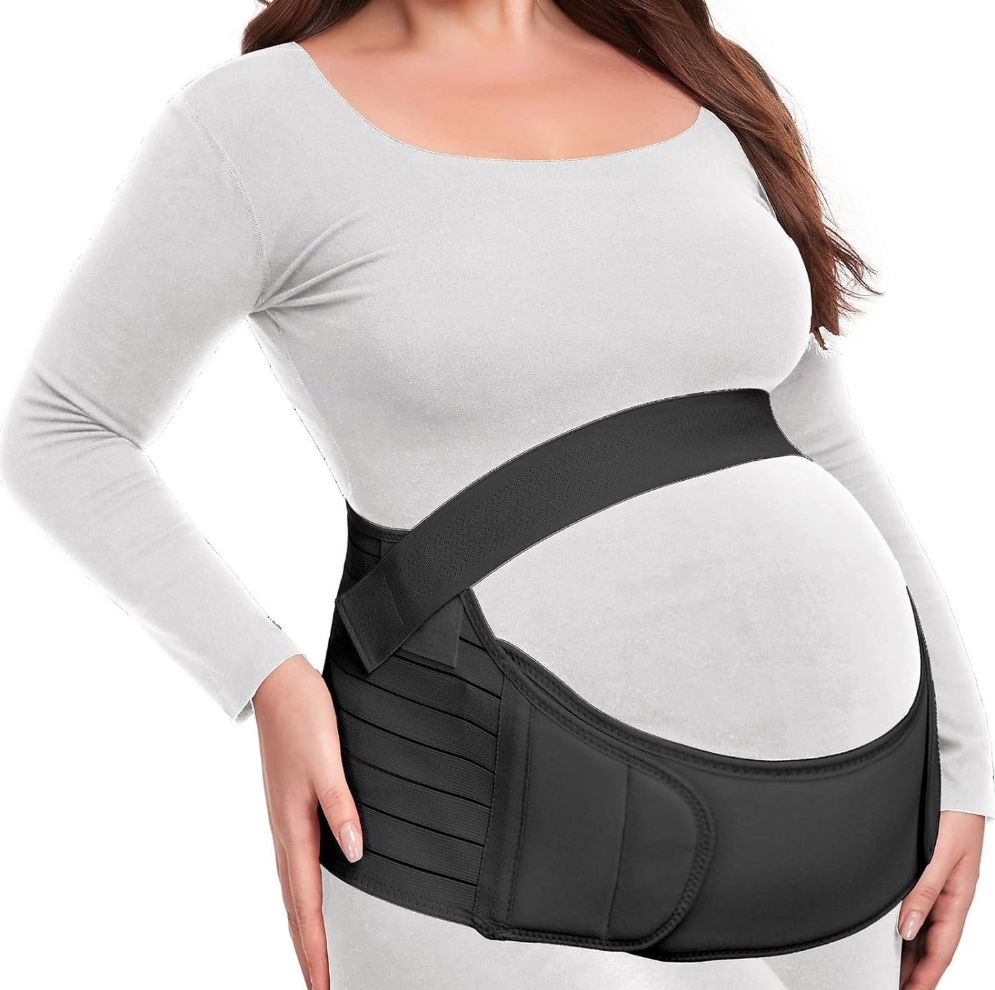 Pregnancy Belly Support Band Maternity Belt Back Support Belly Bands for Pregnant Women Lightweight Belly Band Back Brace Pregnancy Belly Support Pregnancy Must Haves for Pregnant Women,Black,Medium