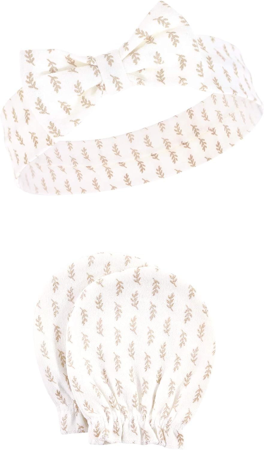 Hudson Baby Baby Girls' Cotton Headband and Scratch Mitten Set