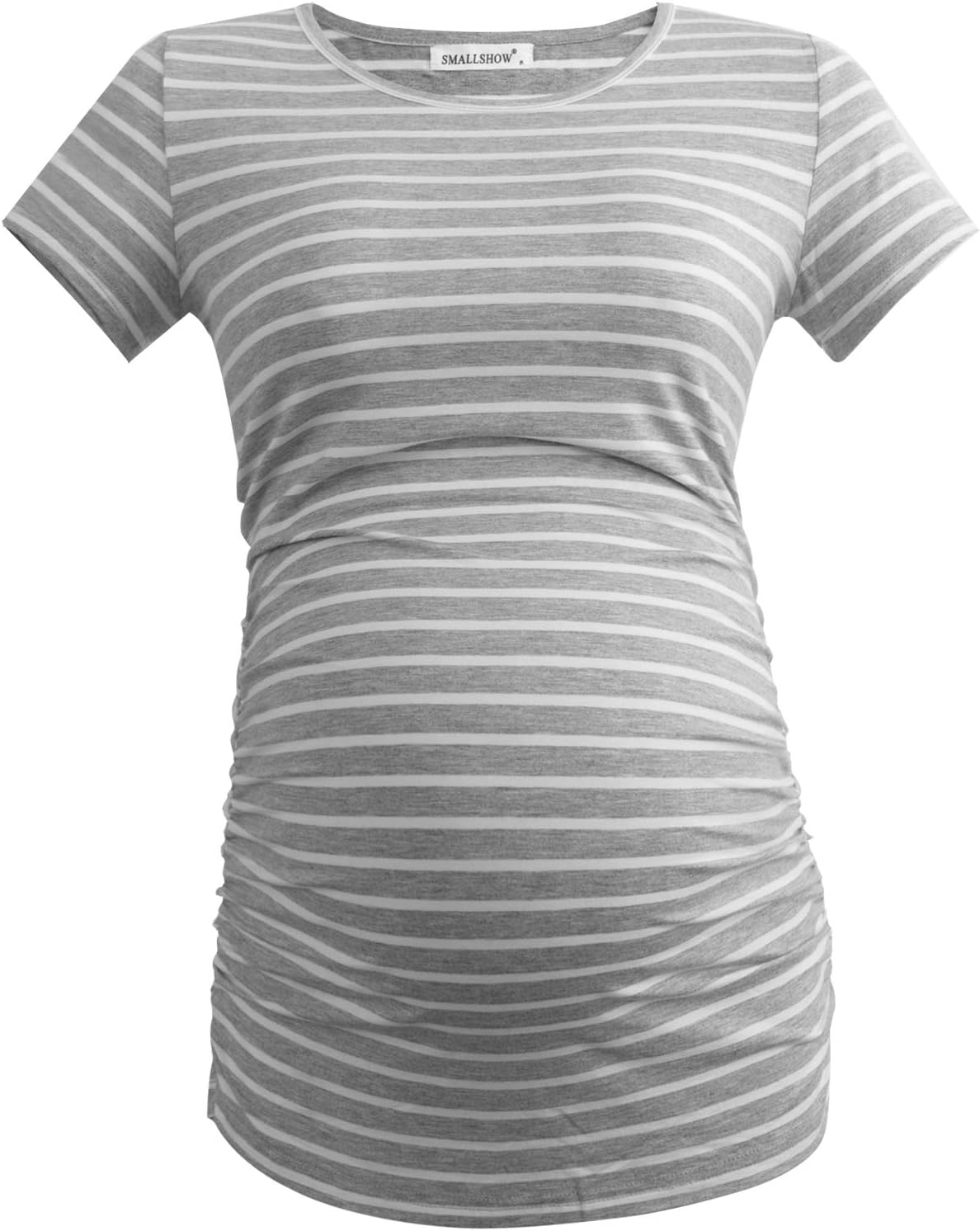 Smallshow Women's Maternity Tops Side Ruched Tunic T-Shirt Pregnancy Clothes