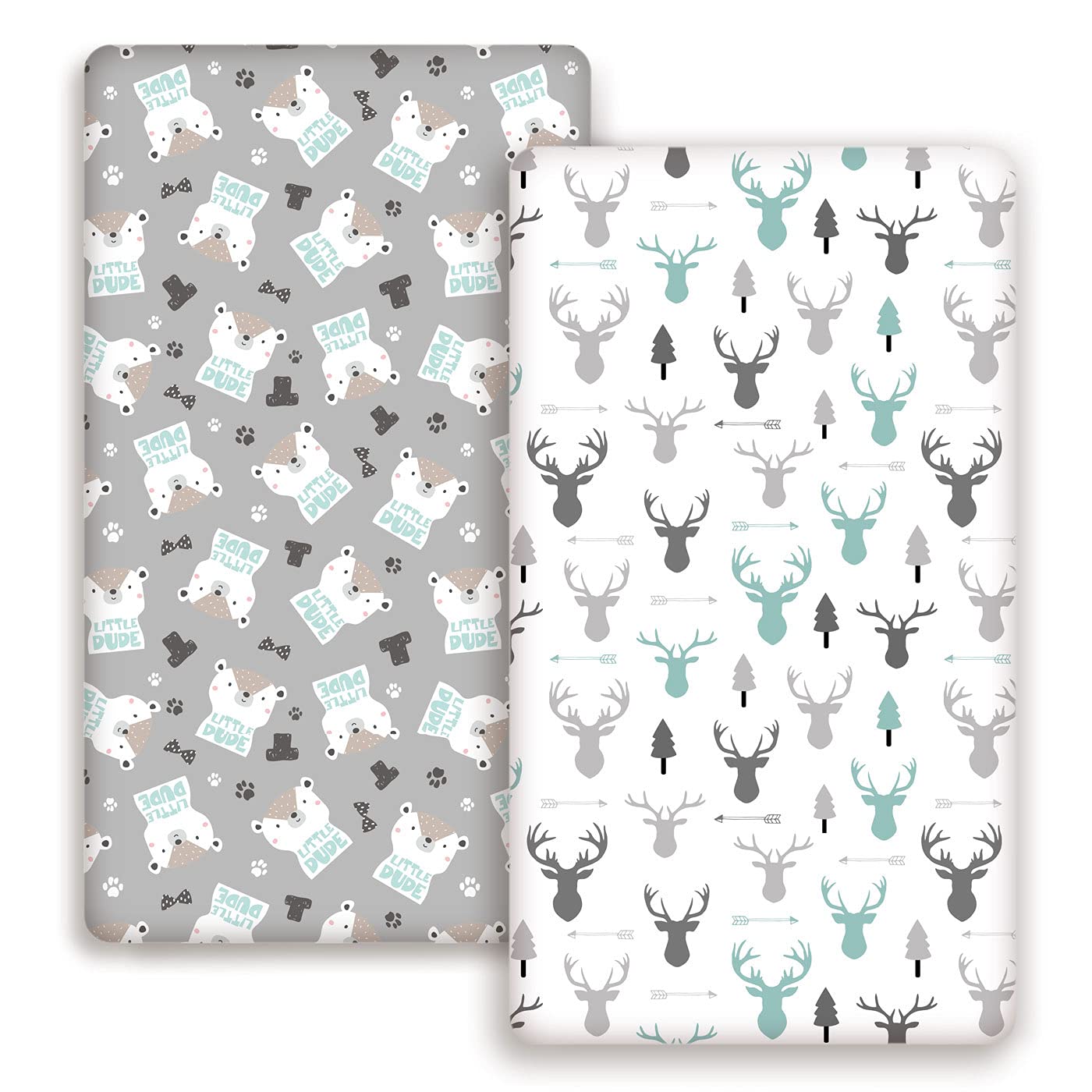 Stretch Ultra Soft Jersey Knit Fitted Crib Sheets Set 2 Pack，Fit All Standard Crib Mattress Pads Safe and Snug, Crib Fitted Sheet for Baby, Stylish African Savannah Animals Pattern