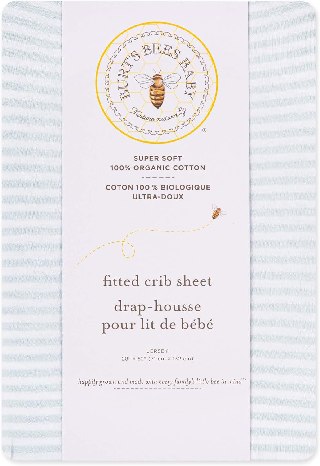 Burt's Bees Baby - Fitted Crib Sheet, Boys & Unisex 100% Organic Cotton Crib Sheet for Standard Crib and Toddler Mattresses (Hello Moon!) 28x52 Inch (Pack of 1)