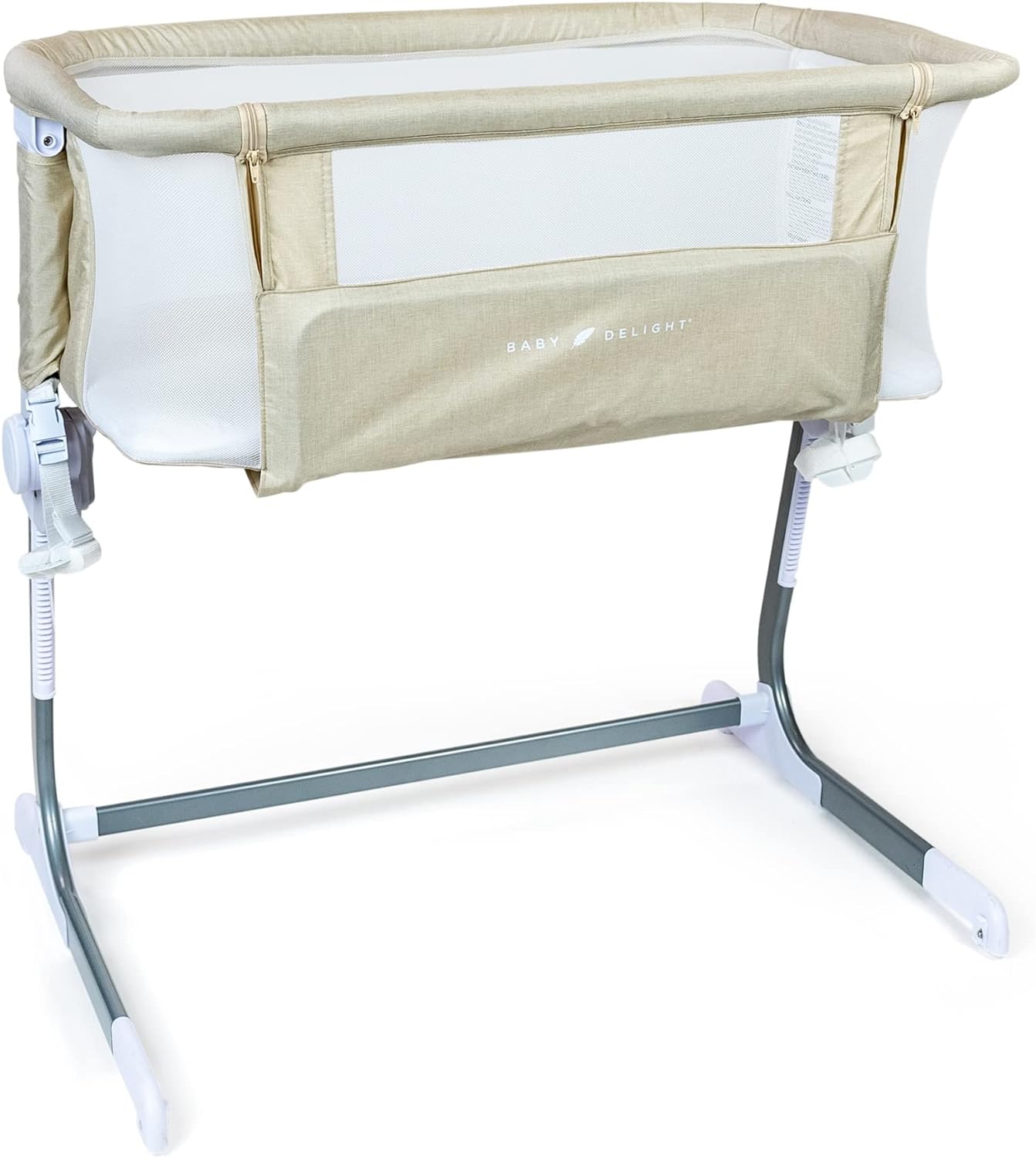 Baby Delight Beside Me Dreamer Bassinet | Bedside Sleeper | 6-Position Height Adjustment | Charcoal Tweed