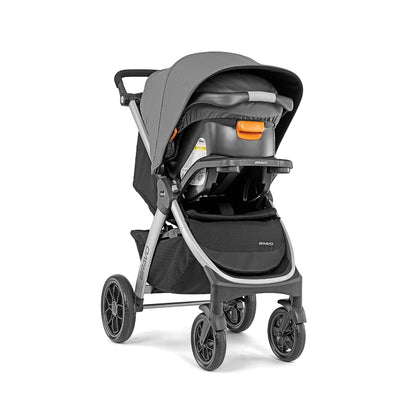 Chicco Bravo 3-in-1 Trio Travel System, Quick-Fold Stroller with KeyFit 30 Infant Car Seat and base | Camden/Black