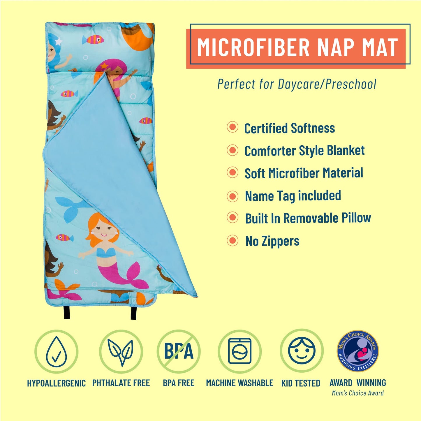 Wildkin Microfiber Nap Mat with Pillow for Toddler Boys and Girls, Measures 50 x 20 x 1.5 Inches, Ideal for Daycare and Preschool, Mom's Choice Award Winner (Jurassic Dinosaurs)