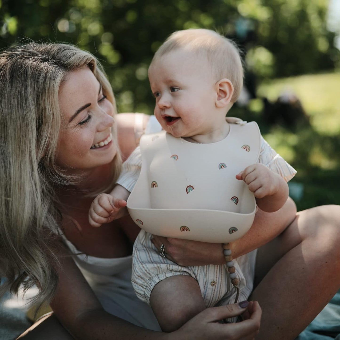 mushie Silicone Baby Bib | Adjustable Fit Waterproof Bibs (Dusty Rose)