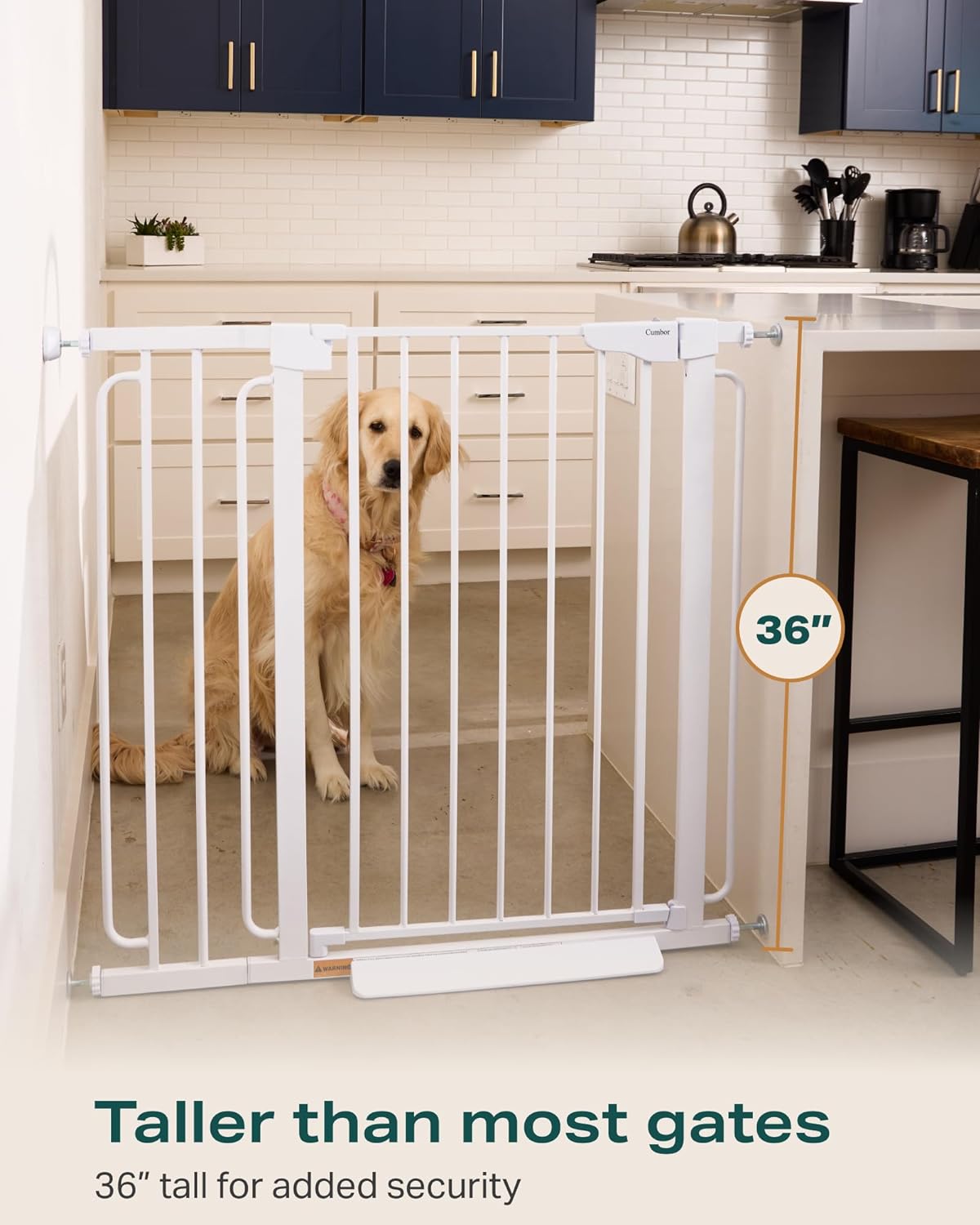 Cumbor 29.7-46" Baby Gate for Stairs, Mom's Choice Awards Winner-Auto Close Dog Gate for the House, Easy Install Pressure Mounted Pet Gates for Doorways, Easy Walk Thru Wide Safety Gate for Dog, Black