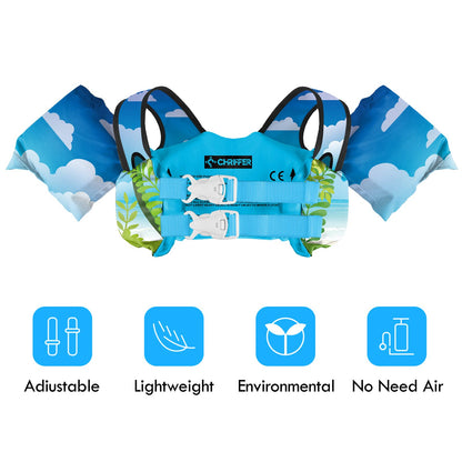 Chriffer Kids Swim Vest Life Jacket for 22-66 Pounds Boys and Girls, Toddler Floaties with Shoulder Harness Arm Wings for 2 3 4 5 6 7 Years Old Baby Children Sea Beach Pool