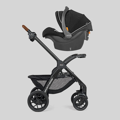 Chicco Bravo 3-in-1 Trio Travel System, Quick-Fold Stroller with KeyFit 30 Infant Car Seat and base | Camden/Black