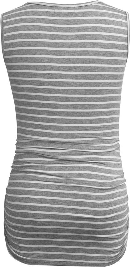 Smallshow Women's Maternity Tank Tops Sleeveless Ruched Pregnancy Clothes 3-Pack