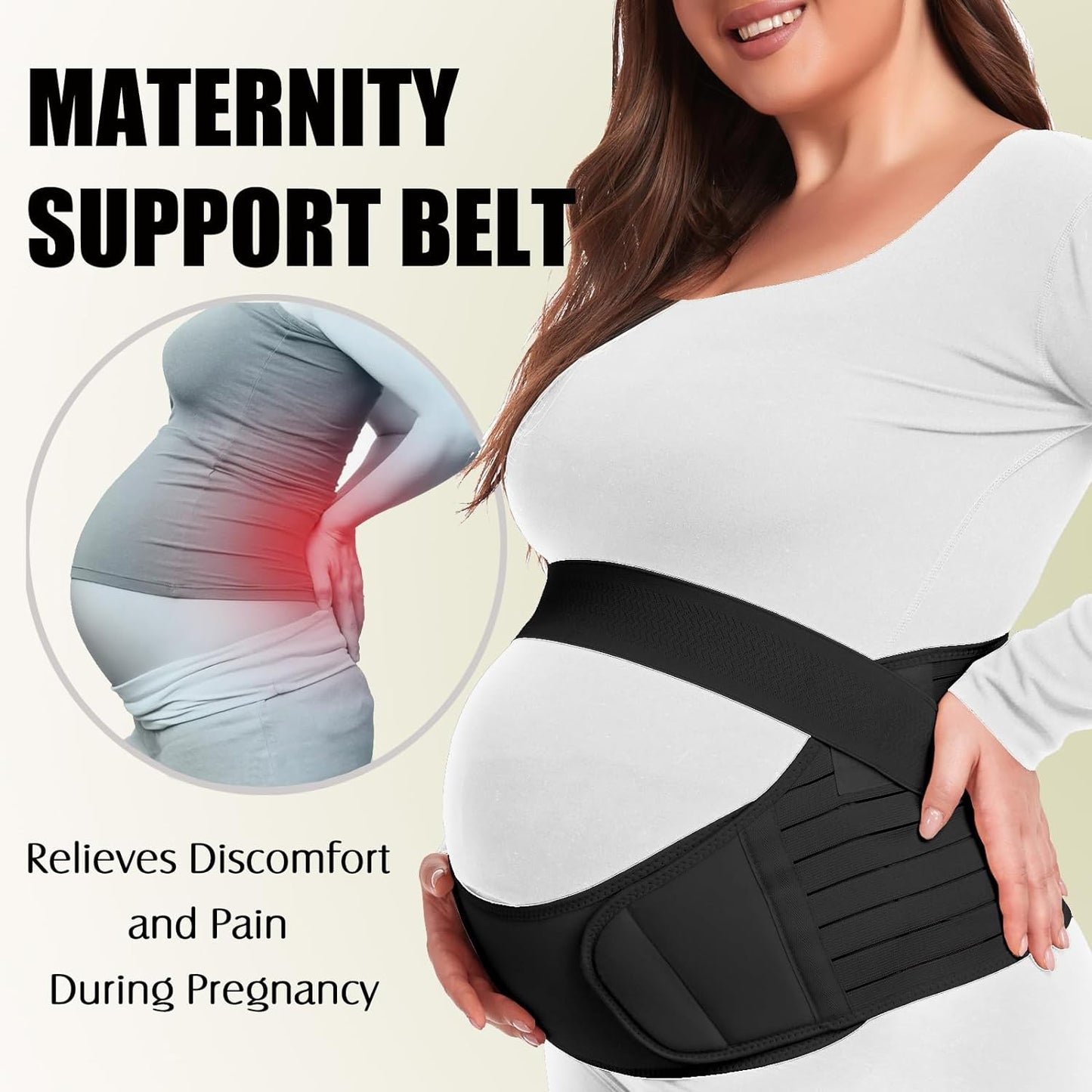 Pregnancy Belly Support Band Maternity Belt Back Support Belly Bands for Pregnant Women Lightweight Belly Band Back Brace Pregnancy Belly Support Pregnancy Must Haves for Pregnant Women,Black,Medium