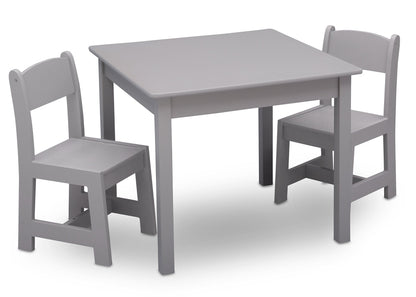 Delta Children MySize Kids Wood Table and Chair Set (2 Chairs Included) - Ideal for Arts & Crafts, Snack Time & More - Greenguard Gold Certified, Grey, 3 Piece Set