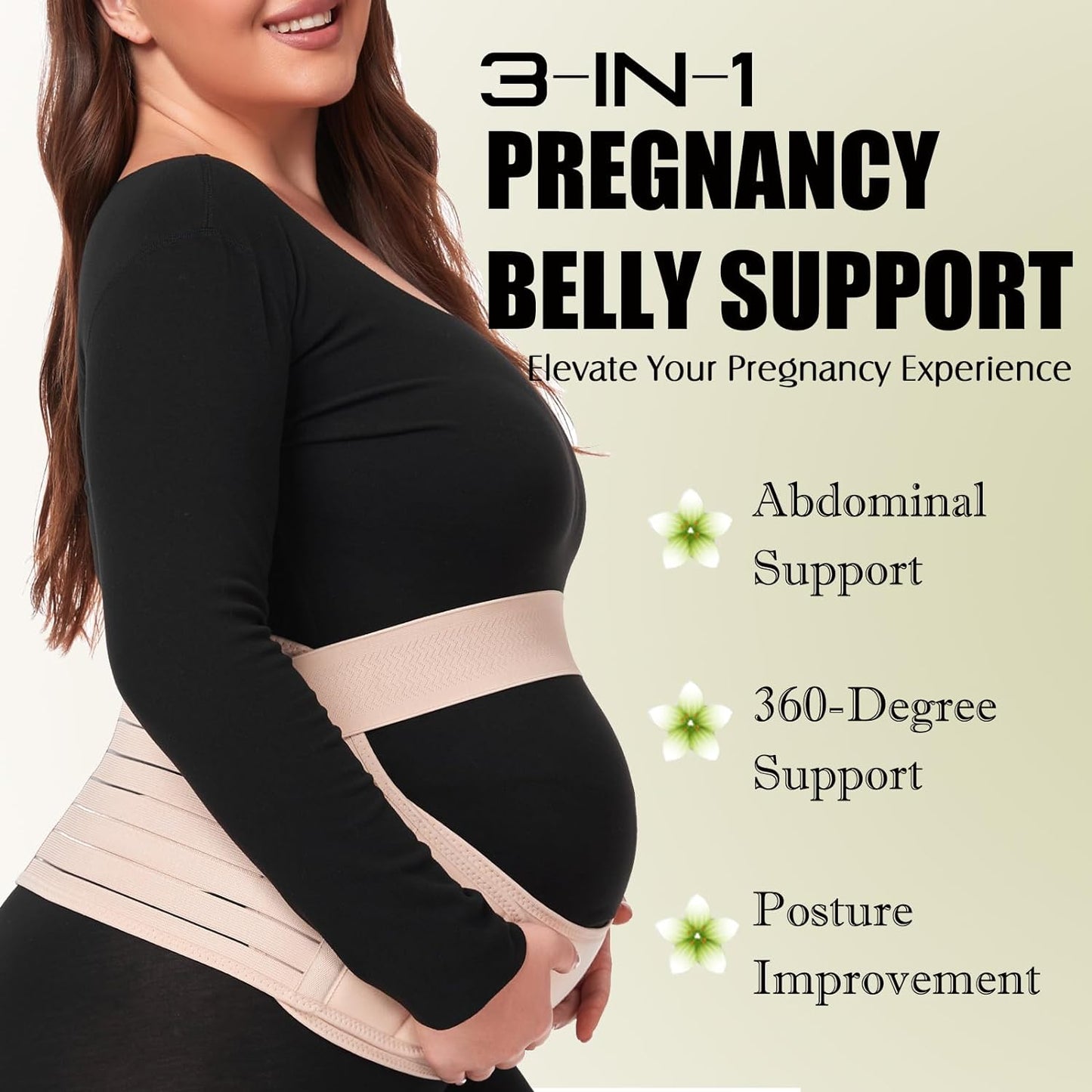 Pregnancy Belly Support Band Maternity Belt Back Support Belly Bands for Pregnant Women Lightweight Belly Band Back Brace Pregnancy Belly Support Pregnancy Must Haves for Pregnant Women,Black,Medium