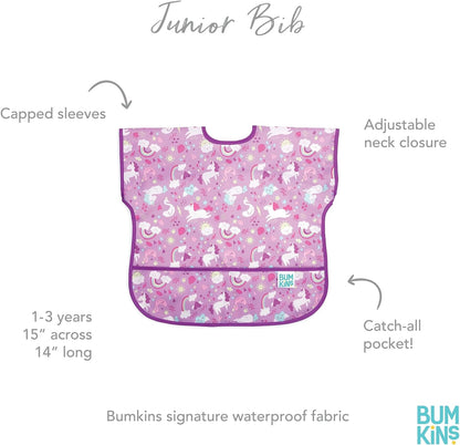 Bumkins Bibs, Baby and Toddler Bibs, Bibs for Girls and Boys, Large for 1-3 Years, Short Sleeve Waterproof Bib for Kids