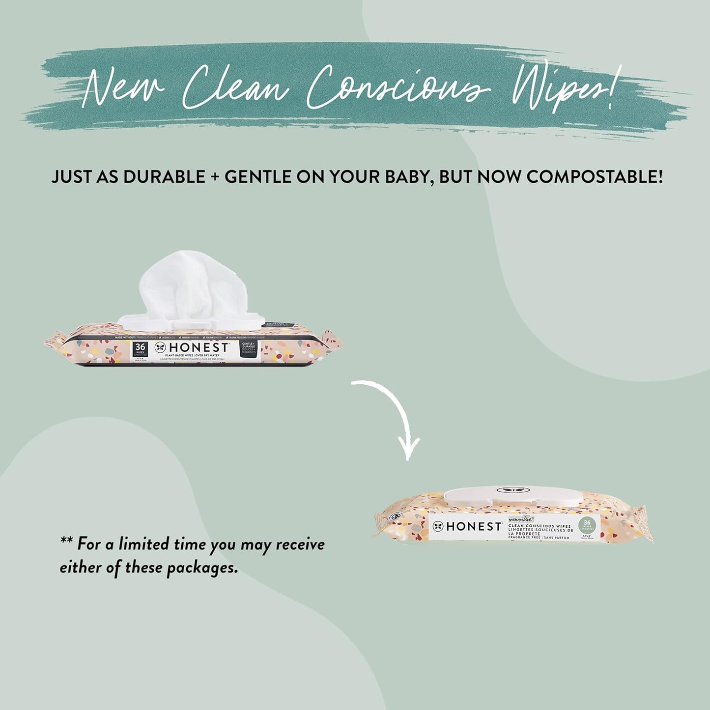 The Honest Company Clean Conscious Wipes | 99% Water, Compostable, Plant-Based, Baby Wipes | Hypoallergenic, EWG Verified | Pattern Play, 720 Count