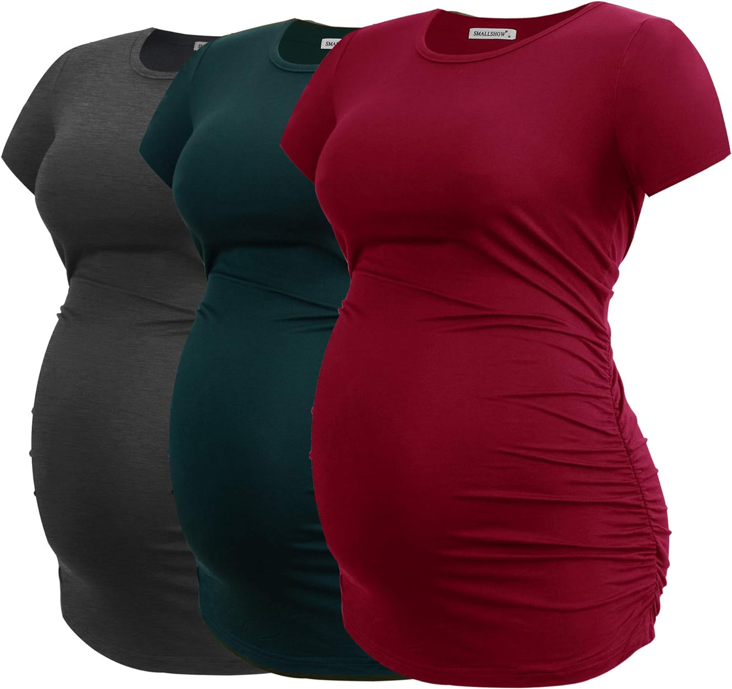 Smallshow Women's Maternity Tops Side Ruched Tunic T-Shirt Pregnancy Clothes