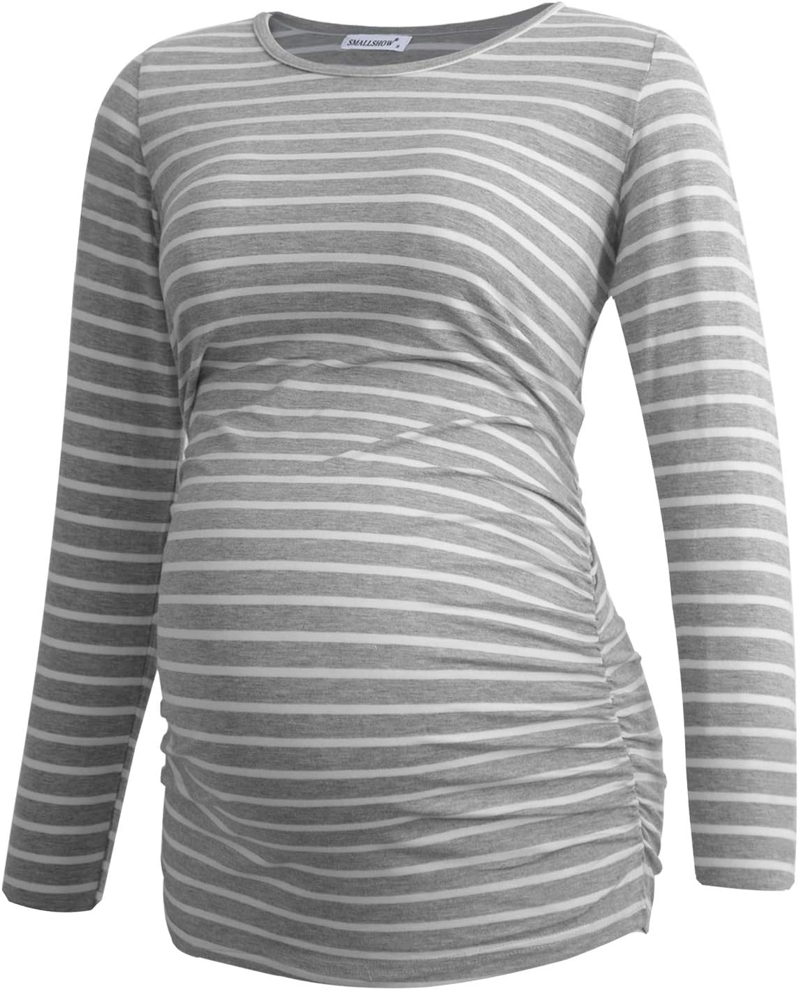 Smallshow Women's Maternity Shirts Long Sleeve Pregnancy Clothes Tops 3-Pack