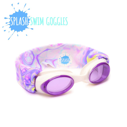 SPLASH SWIM GOGGLES with Fabric Strap - Pink & Purples Collection | Fun, Fashionable, Comfortable - Adult & Kids Swim Goggles