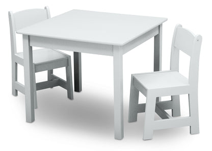 Delta Children MySize Kids Wood Table and Chair Set (2 Chairs Included) - Ideal for Arts & Crafts, Snack Time & More - Greenguard Gold Certified, Grey, 3 Piece Set