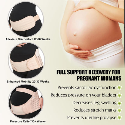 Pregnancy Belly Support Band Maternity Belt Back Support Belly Bands for Pregnant Women Lightweight Belly Band Back Brace Pregnancy Belly Support Pregnancy Must Haves for Pregnant Women,Black,Medium