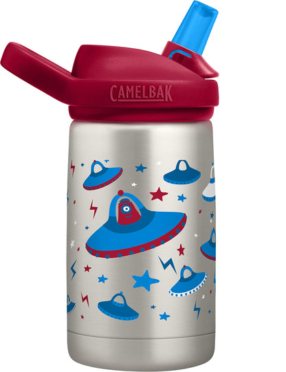 CamelBak eddy+ Kids Water Bottle with Straw, Insulated Stainless Steel - Leak-Proof when Closed, 12oz, Biking Dogs