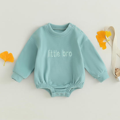 VISGOGO Baby Boy Girls Oversized Sweatshirt Romper Long Sleeve Little Dude Sweater Onesie Top Embroidery Clothes