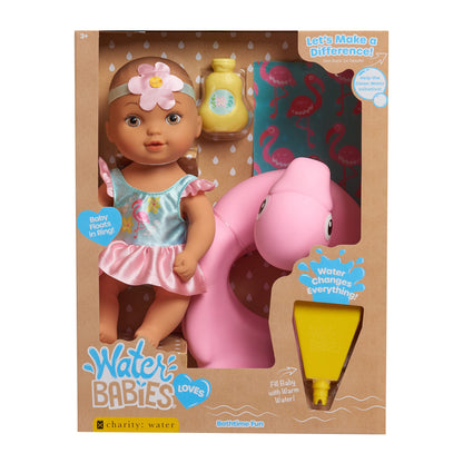 WaterBabies Doll Bathtime Fun Flamingo, Support a Partnership with charity: water, Water Filled Baby Doll, Kids Toys for Ages 3 Up by Just Play