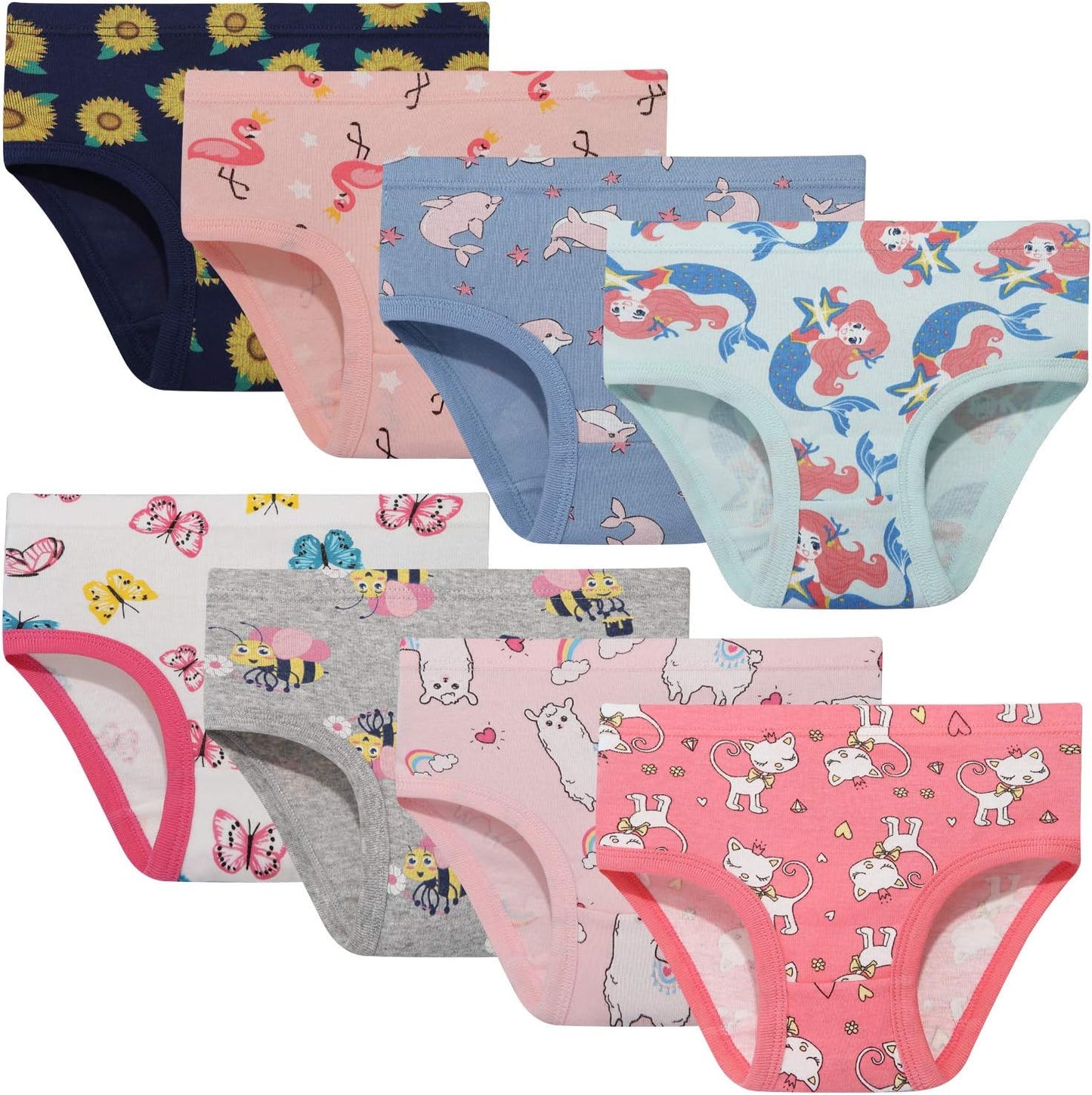 NEIYISHE Girls' Cotton Brief Breathable Toddler Panties Kids Assorted Underwears 6-8 pieces