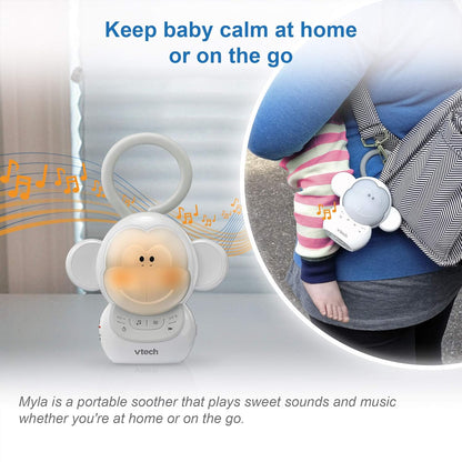 VTech BC8211 Myla The Monkey Baby Sleep Soother with a White Noise Sound Machine Featuring 5 Soft Ambient Sounds, 5 Calming Melodies & Soft-Glow Night Light, 1 Count (Pack of 1)