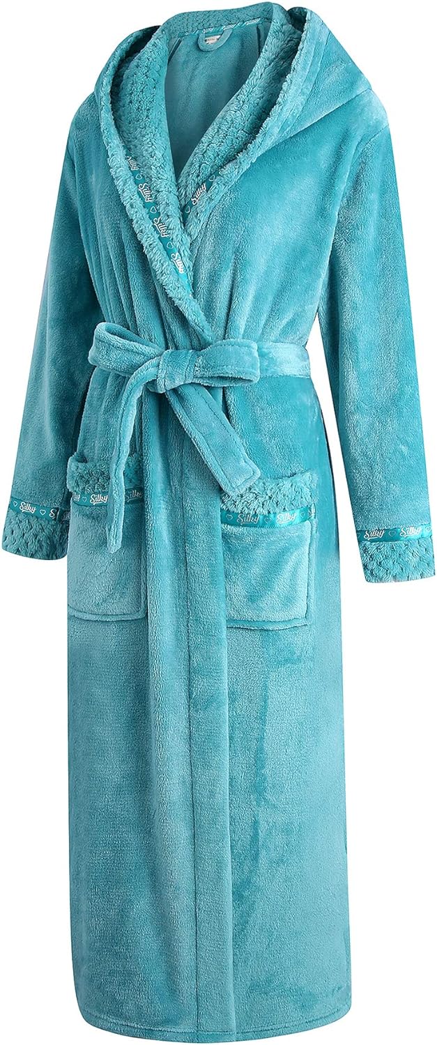 Richie House Women's Plush Soft Warm Fleece Bathrobe Robe RH1591