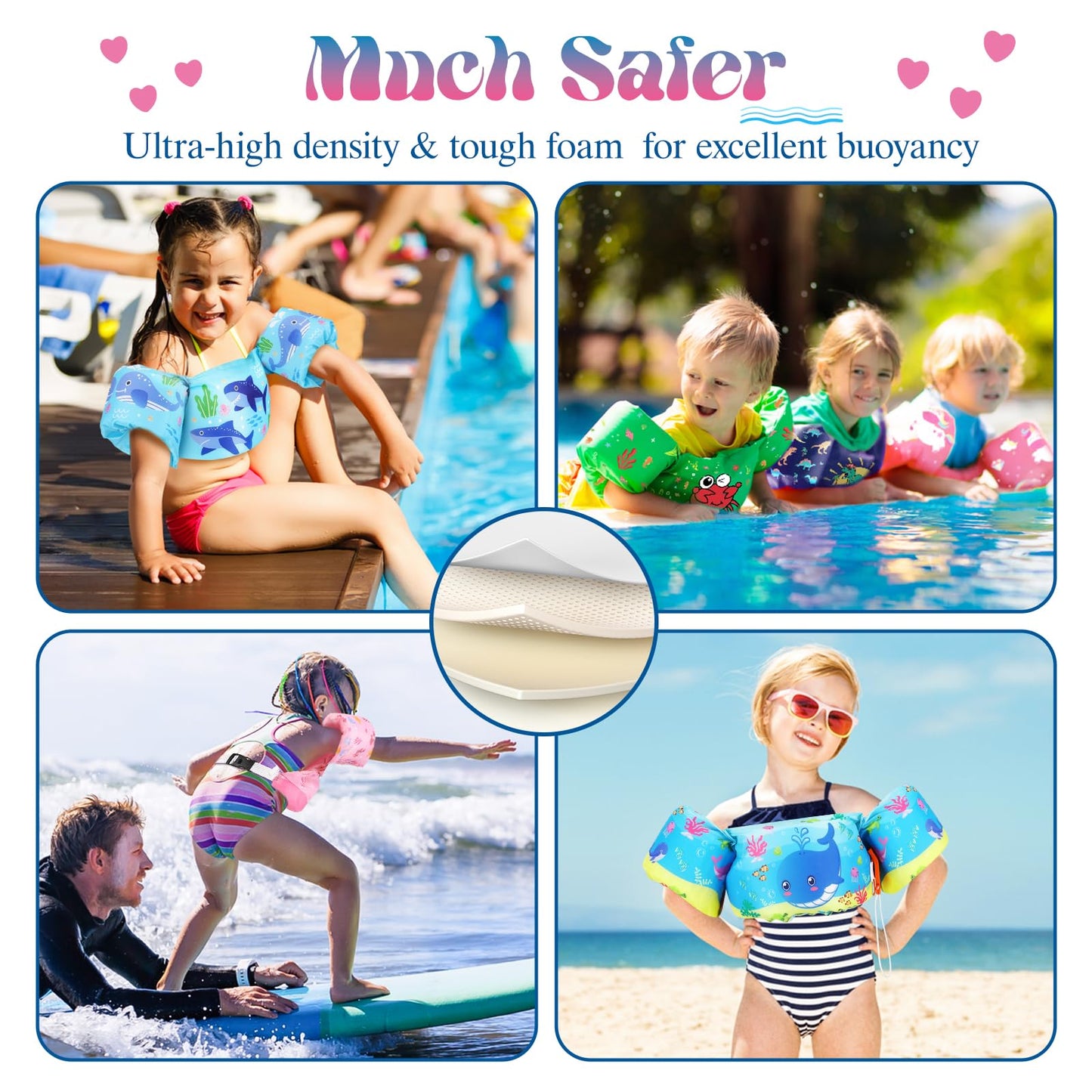 Heysplash Swim Vest for Kids, Toddler Pool Floaties Fit 20-50/70 Lbs, Children Swimming Vest with Adjustable Strap, Swim Jacket Water Wing Arm Float, Puddle Sea Beach Boat Jumper Boy Girl Baby Age 2-6