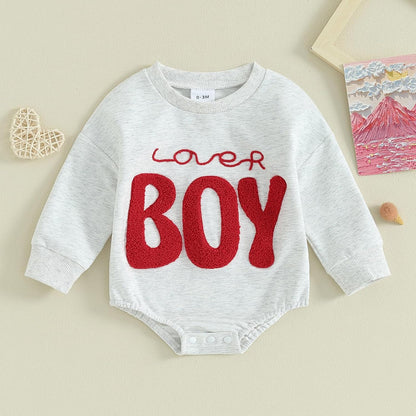 VISGOGO Baby Boy Girls Oversized Sweatshirt Romper Long Sleeve Little Dude Sweater Onesie Top Embroidery Clothes