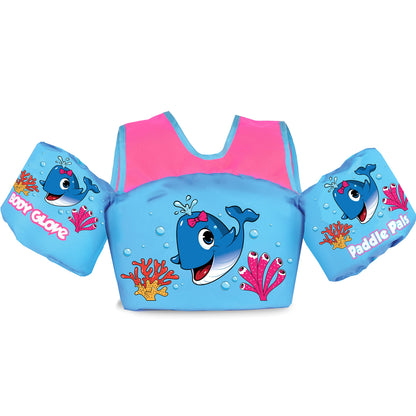 Body Glove Paddle Pals Life Jacket - The Safest Patented U.S. Coast Guard Approved Kids Swim Vest 33-55 LBS