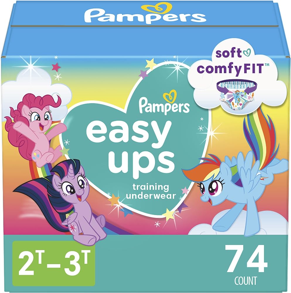 Pampers Easy Ups Girls & Boys Potty Training Pants - Size 3T-4T, 124 Count, My Little Pony Training Underwear