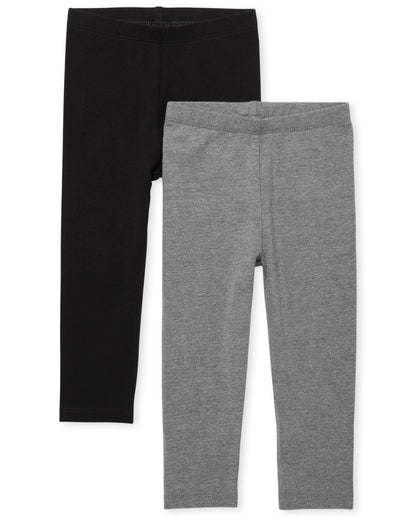 The Children's Place Baby Girls And Toddler Girls Leggings,Black/Black 2 Pack,2T