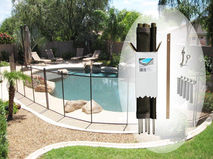 Pool Fence DIY by Life Saver Pool Fence, 72-Foot Black Barrier Fence, Self-Closing Gate, Drill Guide Bundle