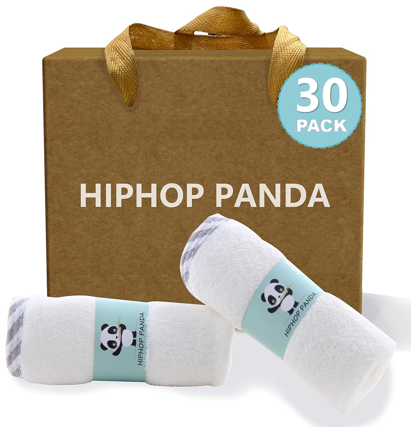 HIPHOP PANDA Baby Wash Clothes, Rayon Made from Bamboo - 2 Layer Ultra Soft Absorbent Washcloths for Boy - Newborn Face Towel - Makeup Remove Washcloths for Delicate Skin - (Gray, 6 Pack)