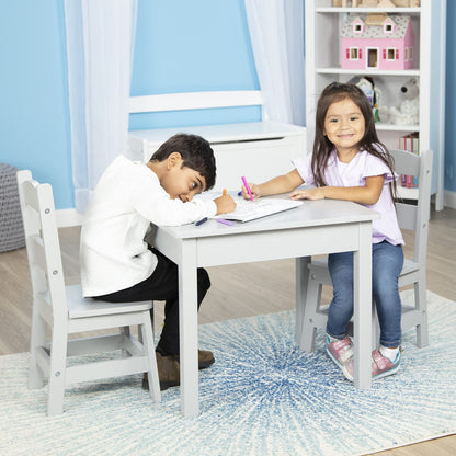 Melissa & Doug Solid Wood Table and 2 Chairs Set - Light Finish Furniture for Playroom,Blonde