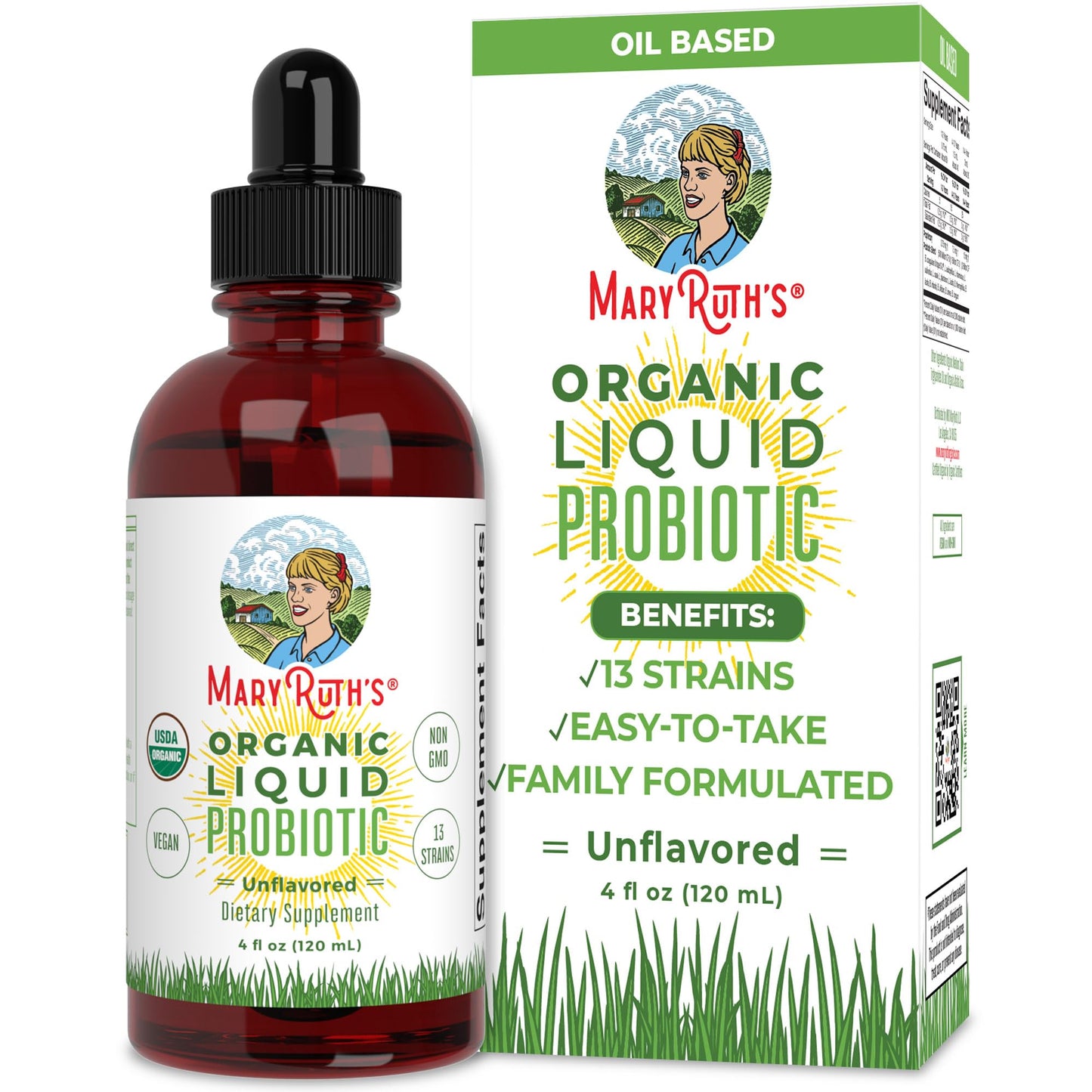 USDA Organic Liquid Probiotic by MaryRuth's | Digestive Health | Gut Health | Probiotics for Women | Probiotics for Men | Probiotics for Kids | Acidophilus Probiotic | Vegan | Non-GMO | 40 Servings